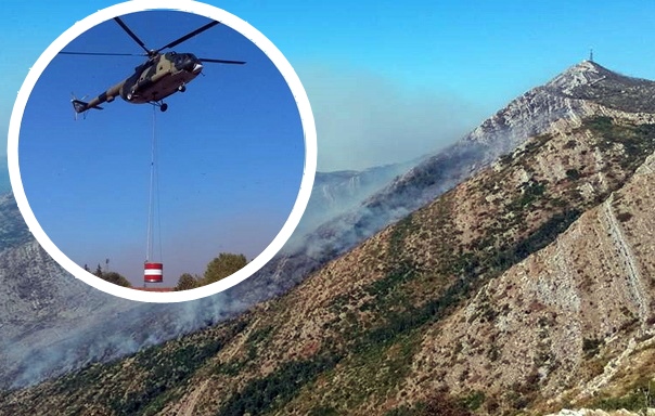 Požar pustoši Leotar, gasi i helikopter Oružanih snaga BiH
