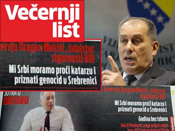 Новинар „Вечерњег листа“: Kоректно и професионално сам пренио Мектићеве ријечи да је у Сребреници почињен геноцид