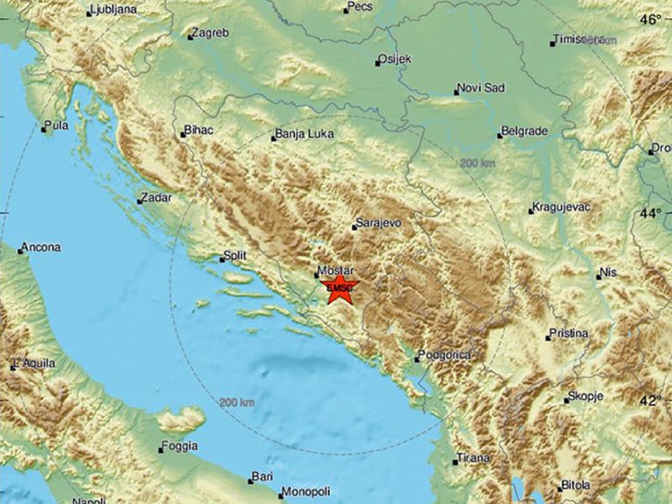 Земљотрес 3,8 степени рихтера у близини Невесиња