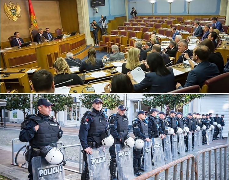 ЦРНОГОРСКИ ПАРЛАМЕНТ О СПОРНОМ ЗАКОНУ; Полиција забранила скуп и блокирала центар Подгорице