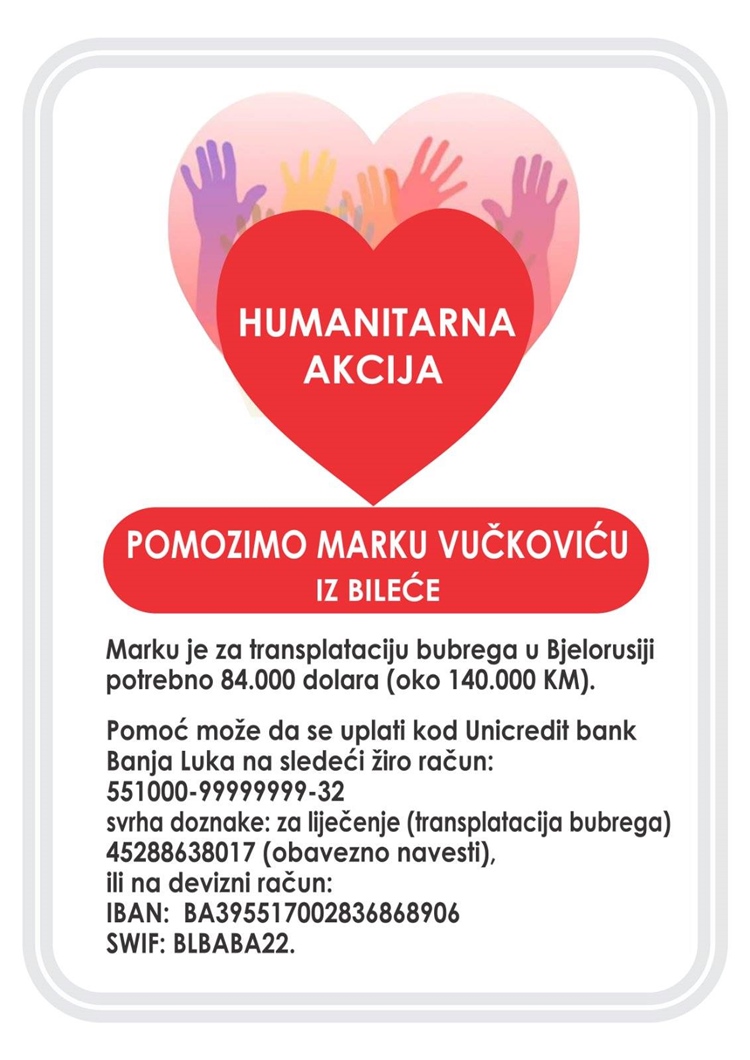 Хуманитарна акција: Помозимо Билећанину Марку Вучковићу
