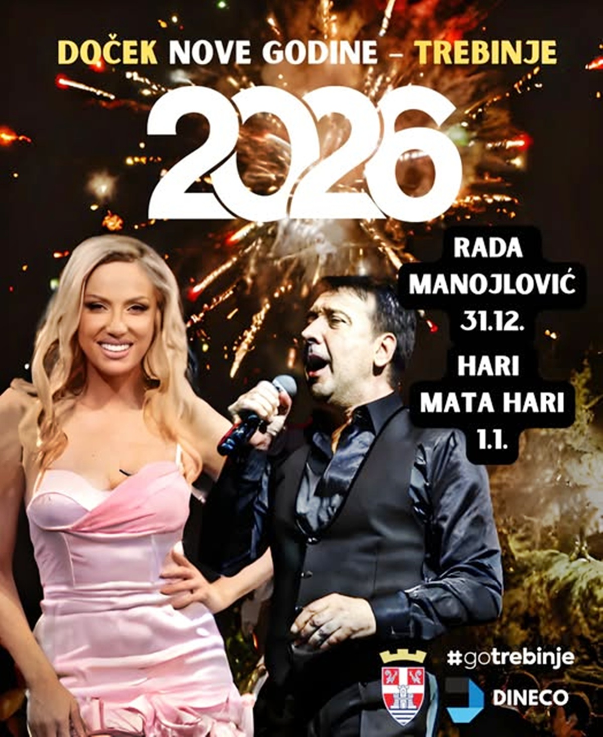 Богат програм за дочек и репризу Нове, 2026. године у Требињу
