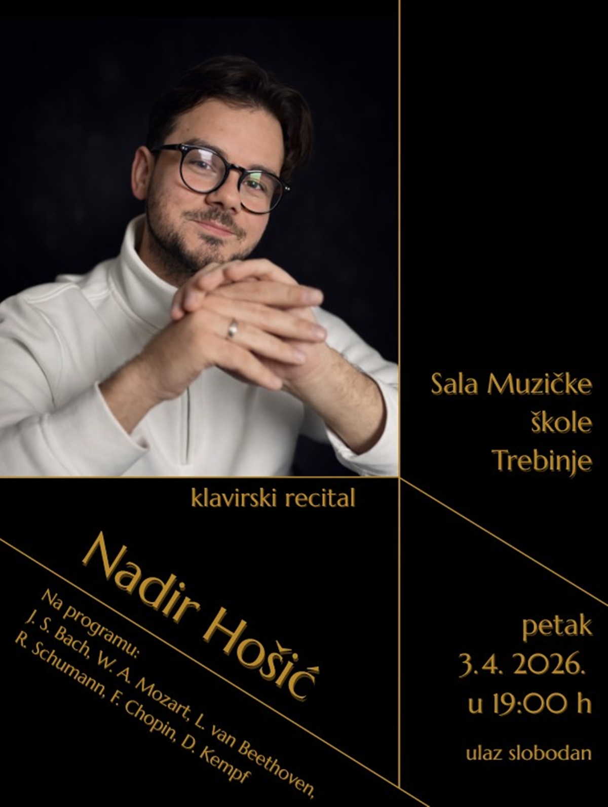 Muzička škola Trebinje: Klavirski recital Nadira Hošića