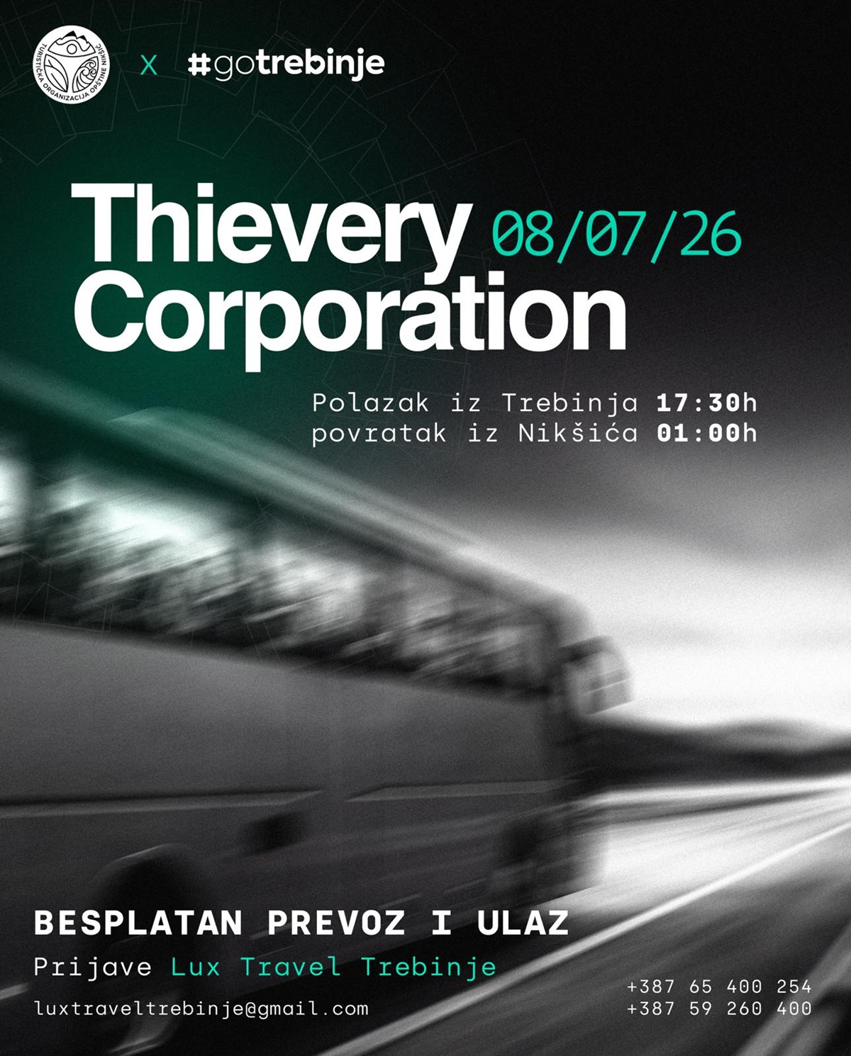 Бесплатан превоз из Требиња на концерт групе „Thievery Corporation“ у Никшићу